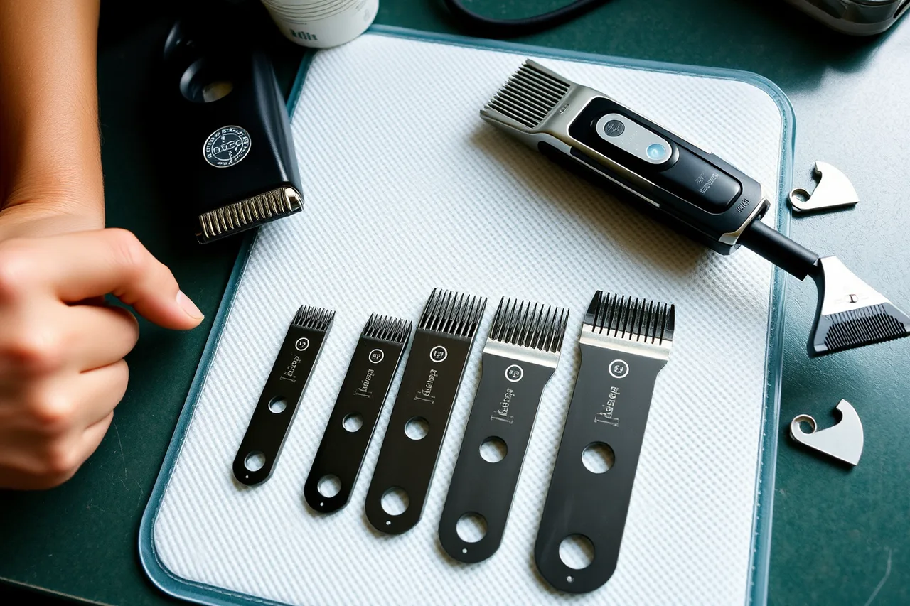 Clipper blades on a heat-safe pad with a groomer checking temperature (7 points worth checking on pet grooming equipment)
